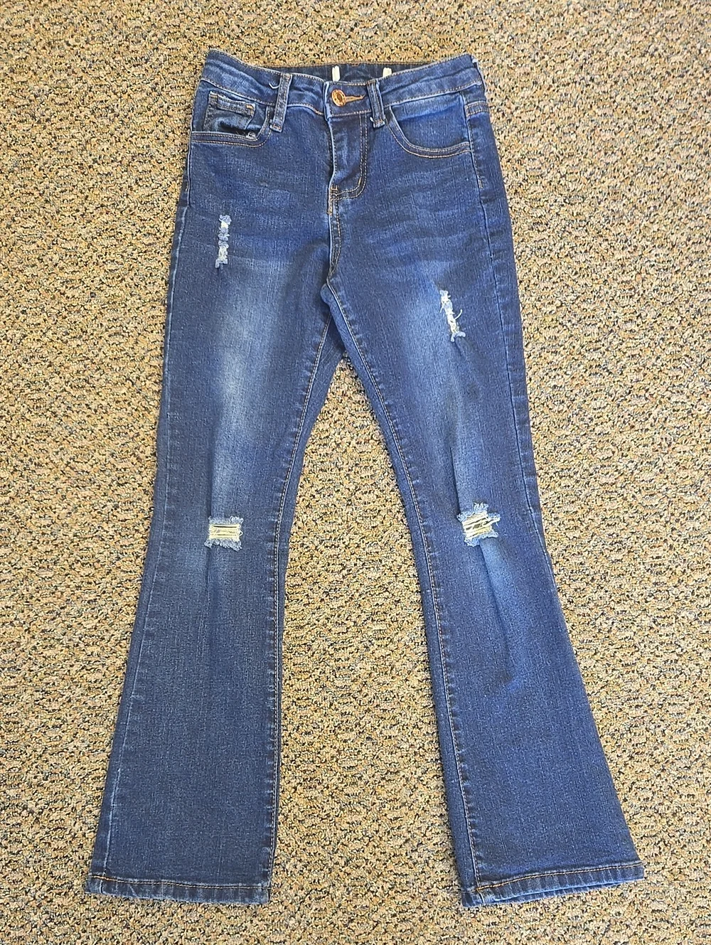 Girls size 10 Diva Girl Dark Blue Distressed Flared Jeans